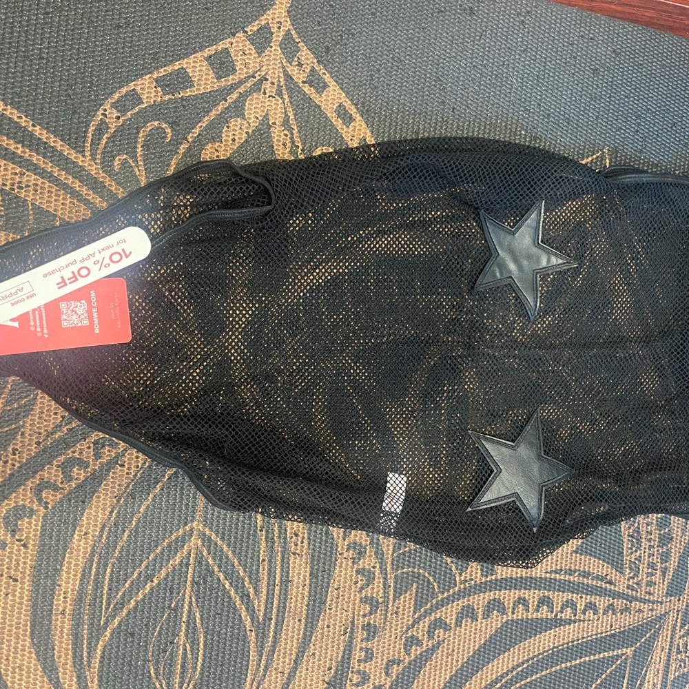 Black Mesh bodysuit with Star Accents